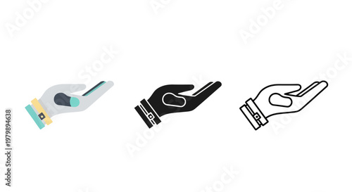 Hands holding giving offering icons.