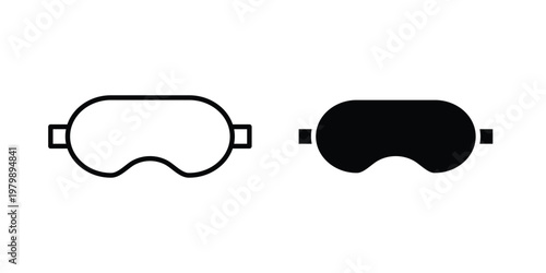 Sleeping mask icon. Flat and outline icons. Black icons
