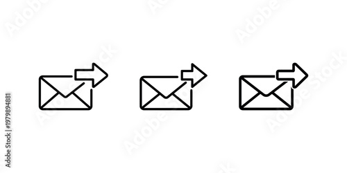 Envelope with arrow icons set, sending email symbol vector illustration, outgoing mail and message service concept