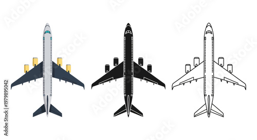 Airplane Aircraft Plane Three Views.