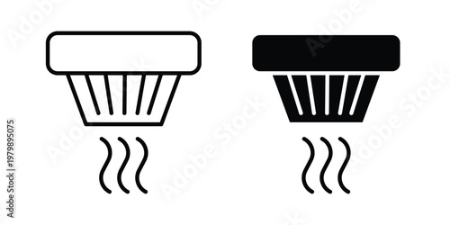 Smoke detector icon. Flat and outline icons. Black icons