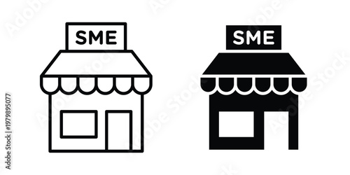 SME icon. Flat and outline icons. Black icons