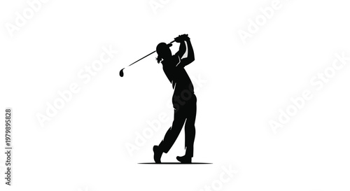 Golfer swings a club to hit a ball during a professional tournament match game.