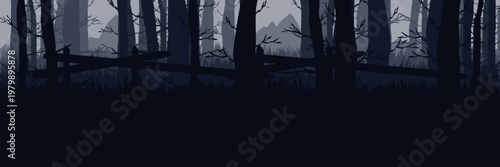 Flat vector monochrome abandoned fence with large copy space