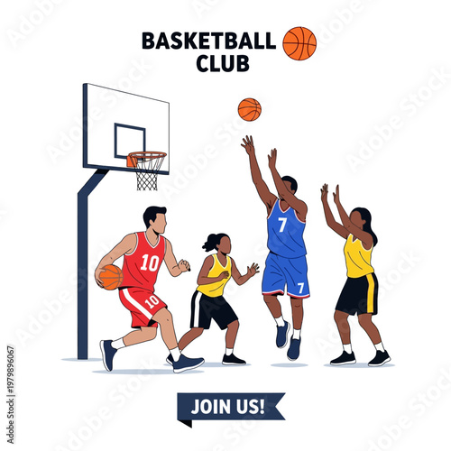 Basketball Club: Diverse Players Competing in a Dynamic Game