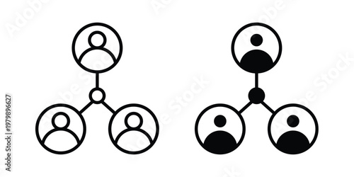 Stakeholders icon. Flat and outline icons. Black icons