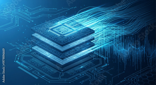 Stacked computer processors with layered circuit design.