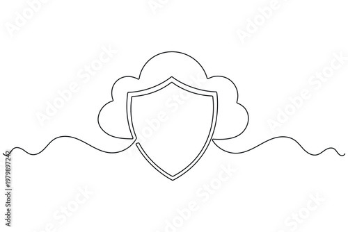 one line art of cloud computing security for web hosting and protected data management