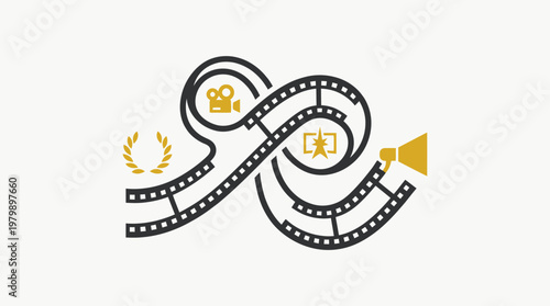 Abstract Filmstrip and Filmmaking Elements Logo