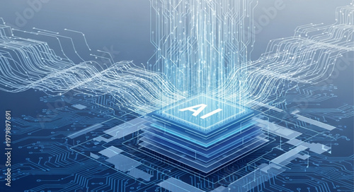 Stacked Microprocessor Chip Emitting Digital Data Streams.
