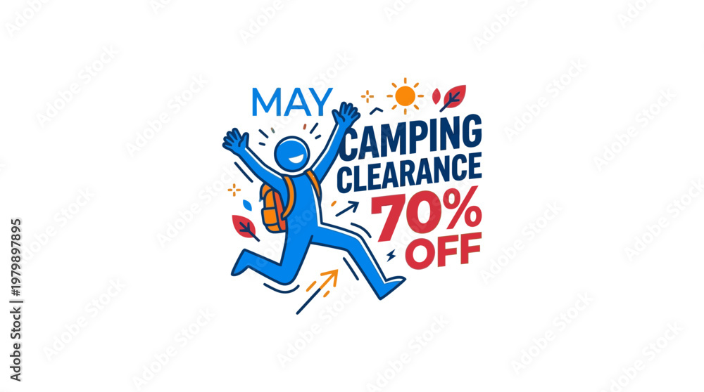 Fototapeta premium May Camping Clearance with Excited Figure