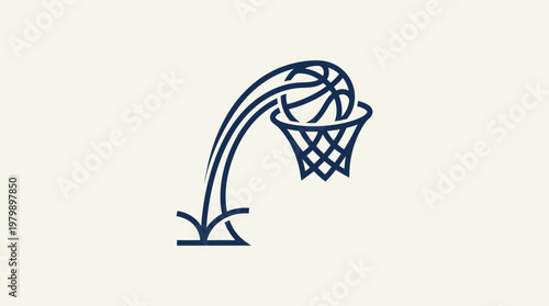 Minimalist Basketball Shot Icon on Cream Background