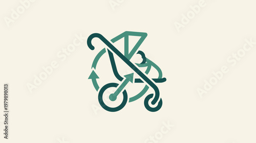 Minimalist Stroller with Recycling Symbol