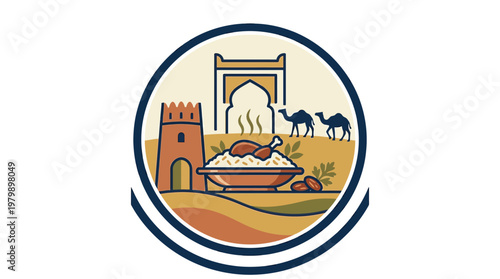Moroccan Cuisine and Desert Landscape Logo Design
