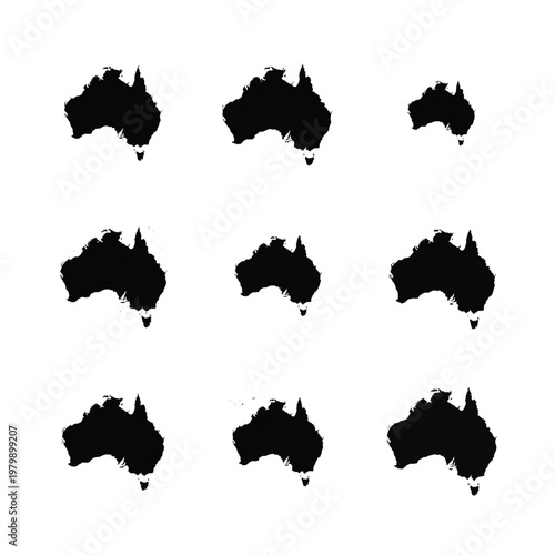 Australia Map Silhouette Collection Design