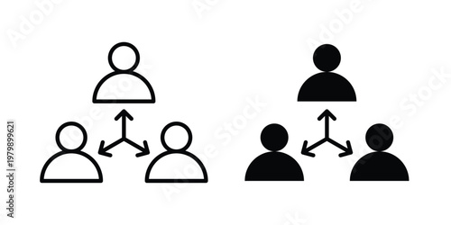 Third party icon. Flat and outline icons. Black icons