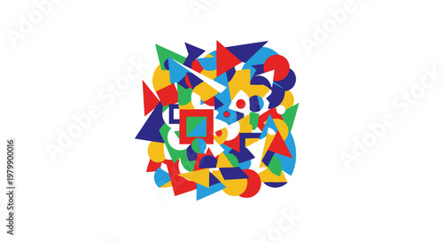 Colorful Geometric Shapes Mosaic Pattern.