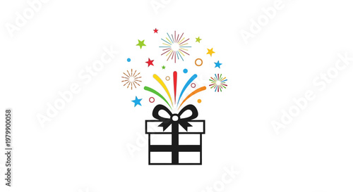 Colorful Gift Box with Ribbon.