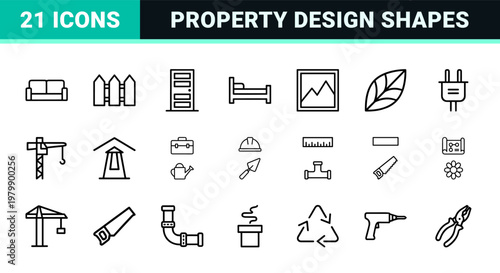 Minimalist house and real estate property outline shapes