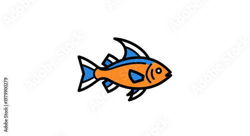 Colorful Orange and Blue Cartoon Fish.
