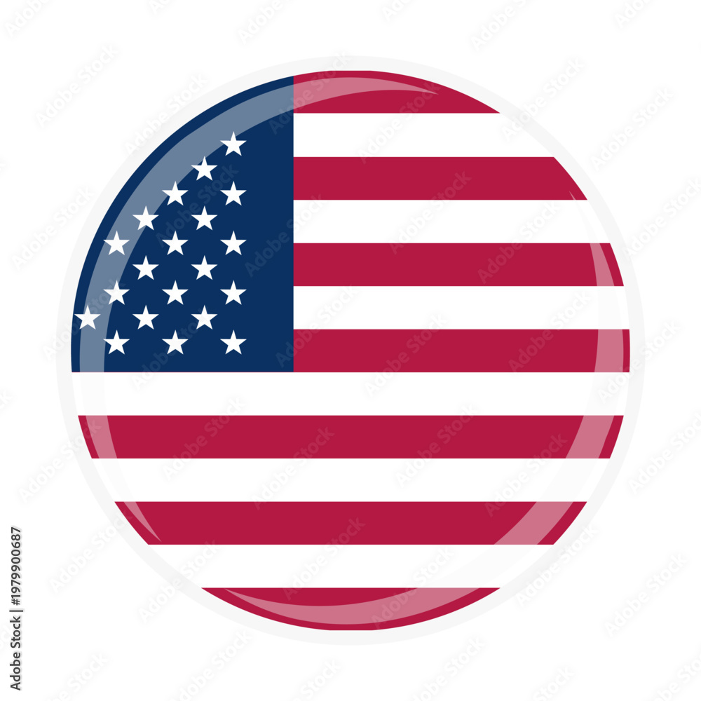 Fototapeta premium United States national round circle flag emblem official icon