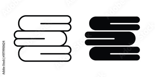 Towels icon. Flat and outline icons. Black icons