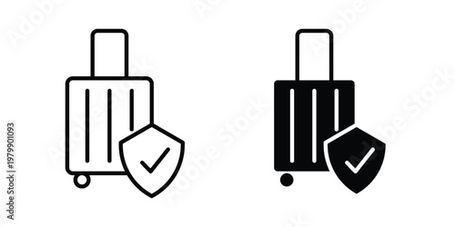 Travel insurance icon. Flat and outline icons. Black icons