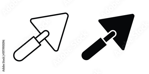 Trowel icon. Flat and outline icons. Black icons