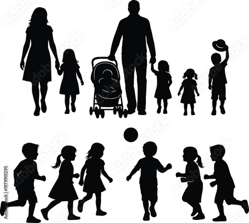 Family silhouette a loving portrait of parenthood and childhood joy