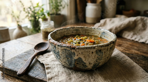 Rustic vegetable lentil soup