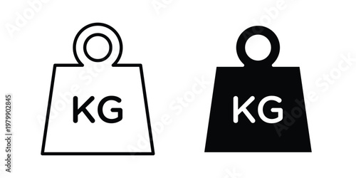 Weight icon. Flat and outline icons. Black icons