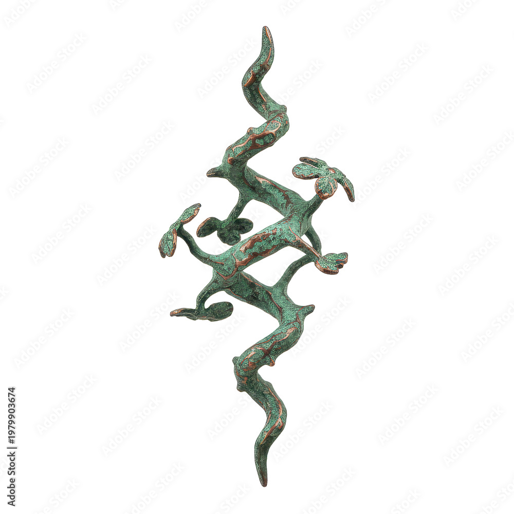 Obraz premium Abstract Organic Metal Sculpture with Green Patina Finish