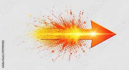 Orange Explosive Arrow Graphic Showing Forward Motion.