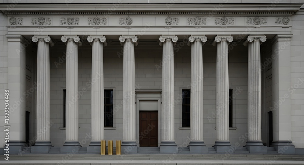 Obraz premium Classical architecture a view of a columned portico with a golden statue