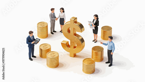 Business people with dollar coins