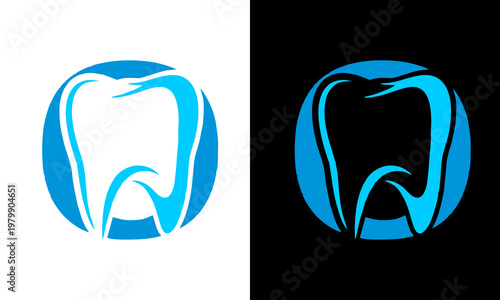 Tooth logo design features a stylized blue and white tooth