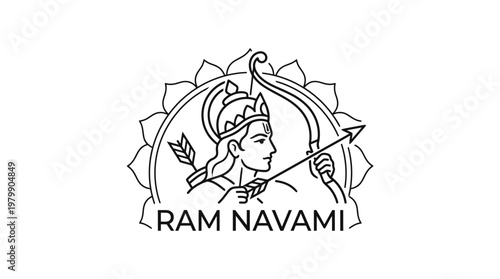 Lord Rama Navami Hindu festival celebration with bow and arrow.
