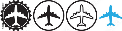 Wallpaper Mural Airplane Icon Set Black and White Vector,  Collection with Solid and Outline Styles Torontodigital.ca