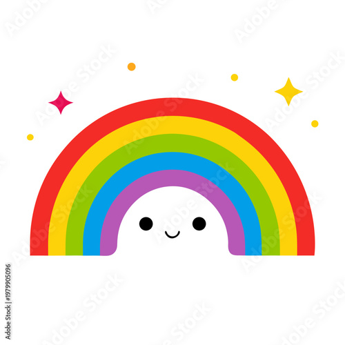Colorful rainbow, smiling face, cartoon vector, illustration, kids graphics