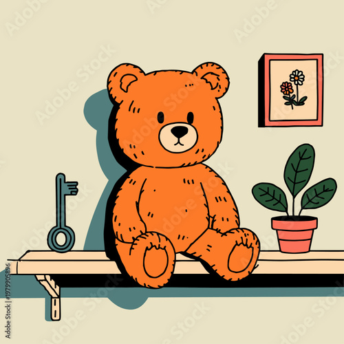 A Teddy Bear and Objects on a Shelf Telling a Story of Memories