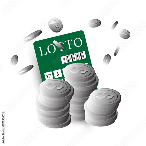 Bingo winner background with lottery tickets, balls and gold coins. Realistic keno gambling game win poster with cards burs vector concept. Illustration of lotto jackpot, casino gamble leisure