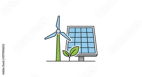 Solar panel and wind turbine system.