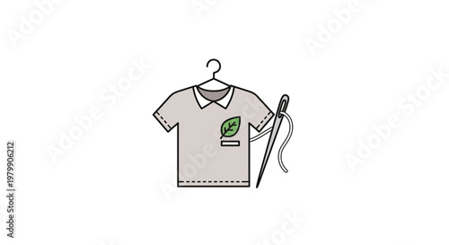 T shirt with green leaf logo.