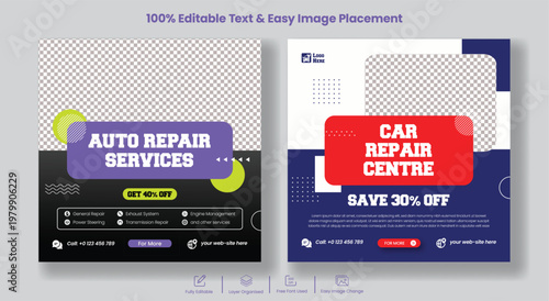 Professional Car Rental Service Social Media Post Template with Automotive Advertising, Modern Branding Layout, Clean Promotional Banner Design for Marketing Campaigns