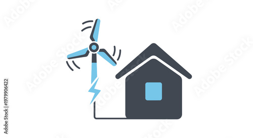 Wind turbine powering a house.