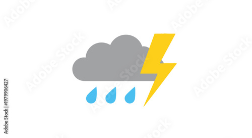 Weather stormy rain lightning icon symbol.