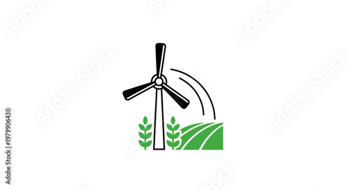 Wind Turbine Renewable Energy Icon.