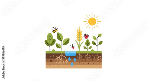 Woman watering plants in garden soil.