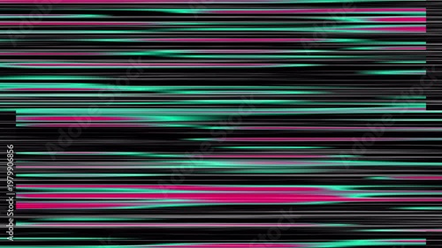 Moody teal and pink neon glitch interference creating continuous horizontal scanline distortions forming a stylish cyberpunk corrupted system display 4K UHD