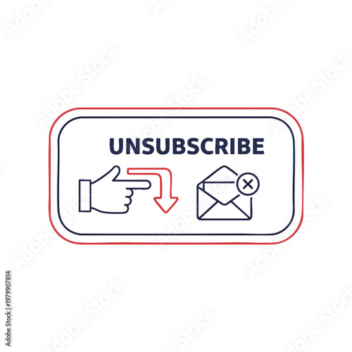 Digital Unsubscribe Button Icon with Email Notification for Email Management
